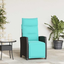 Chaise de jardin inclinable avec table d'appoint noir polyrotin 523938523938