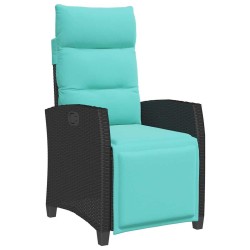 Chaise de jardin inclinable avec table d'appoint noir polyrotin 523938523938