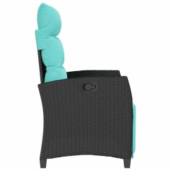 Chaise de jardin inclinable avec table d'appoint noir polyrotin 523938523938