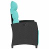 Chaise de jardin inclinable avec table d'appoint noir polyrotin 523938523938