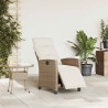 Chaise de jardin inclinable et table d'appoint beige polyrotin 523939523939