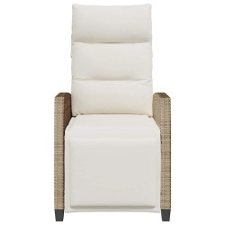 Chaise de jardin inclinable et table d'appoint beige polyrotin 523939523939