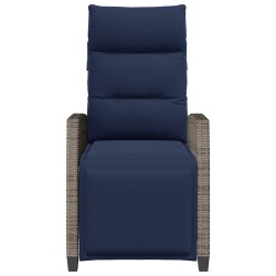 Chaise de jardin inclinable avec table d'appoint gris polyrotin 523949523949