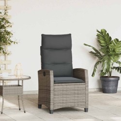Chaise de jardin inclinable avec table d'appoint gris polyrotin 523958523958