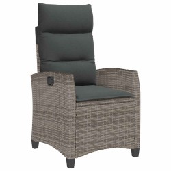 Chaise de jardin inclinable avec table d'appoint gris polyrotin 523958523958