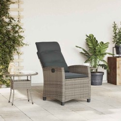 Chaise de jardin inclinable avec table d'appoint gris polyrotin 523958523958