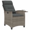 Chaise de jardin inclinable avec table d'appoint gris polyrotin 523958523958