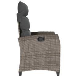 Chaise de jardin inclinable avec table d'appoint gris polyrotin 523958523958