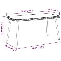 Table basse Noir 90 x 45 x 43 cm polyrotin 523961523961