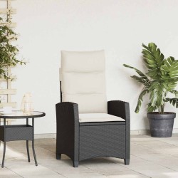 Chaise de jardin inclinable avec table d'appoint noir polyrotin 523967523967