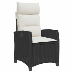 Chaise de jardin inclinable avec table d'appoint noir polyrotin 523967523967