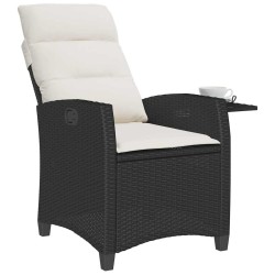 Chaise de jardin inclinable avec table d'appoint noir polyrotin 523967523967