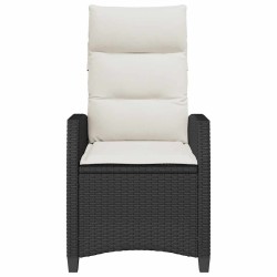 Chaise de jardin inclinable avec table d'appoint noir polyrotin 523967523967
