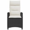 Chaise de jardin inclinable avec table d'appoint noir polyrotin 523967523967