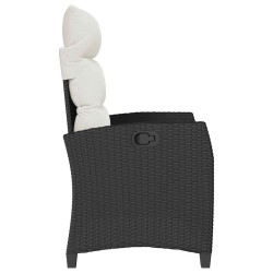 Chaise de jardin inclinable avec table d'appoint noir polyrotin 523967523967
