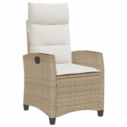 Chaise de jardin inclinable et table d'appoint beige polyrotin 523968523968