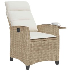 Chaise de jardin inclinable et table d'appoint beige polyrotin 523968523968