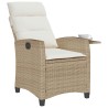 Chaise de jardin inclinable et table d'appoint beige polyrotin 523968523968