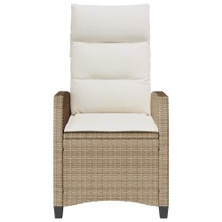 Chaise de jardin inclinable et table d'appoint beige polyrotin 523968523968