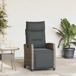 Chaise de jardin inclinable avec table d'appoint gris polyrotin 523969523969