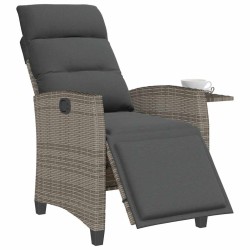 Chaise de jardin inclinable avec table d'appoint gris polyrotin 523969523969