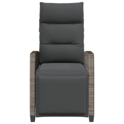 Chaise de jardin inclinable avec table d'appoint gris polyrotin 523969523969