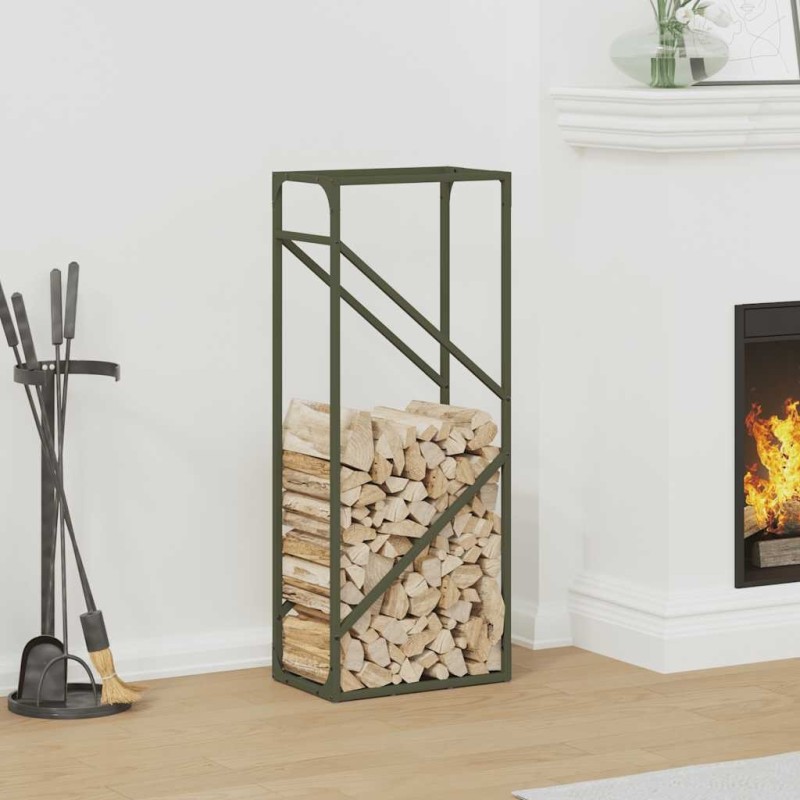 Portant de bois chauffage vert olive 40x25x100 cm 523972523972