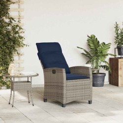 Chaise de jardin inclinable avec table d'appoint gris polyrotin 523975523975