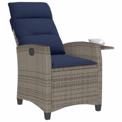 Chaise de jardin inclinable avec table d'appoint gris polyrotin 523975523975