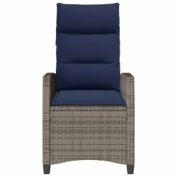 Chaise de jardin inclinable avec table d'appoint gris polyrotin 523975523975