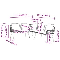 Canapé avec coussin Anthracite 173 x 231 x 90 cm Acier 523976523976