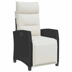 Chaise de jardin inclinable avec table d'appoint noir polyrotin 523978523978