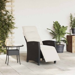 Chaise de jardin inclinable avec table d'appoint noir polyrotin 523978523978
