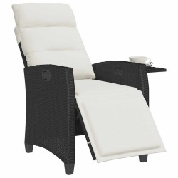 Chaise de jardin inclinable avec table d'appoint noir polyrotin 523978523978