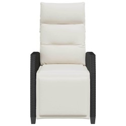 Chaise de jardin inclinable avec table d'appoint noir polyrotin 523978523978