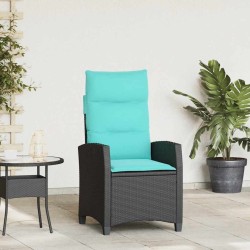 Chaise de jardin inclinable avec table d'appoint noir polyrotin 523979523979