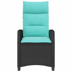Chaise de jardin inclinable avec table d'appoint noir polyrotin 523979523979