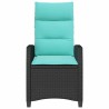 Chaise de jardin inclinable avec table d'appoint noir polyrotin 523979523979
