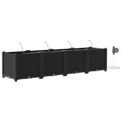 Cache-pot de jardin 4 pcs Noir Plastique 523980523980