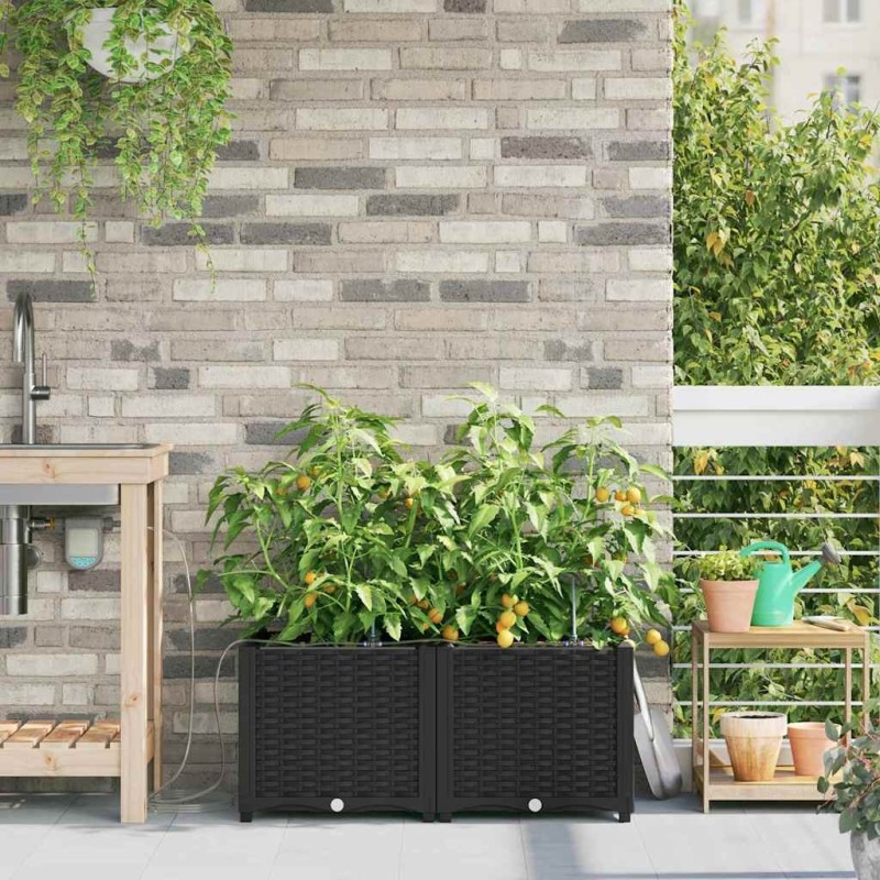 Cache-pot de jardin 2 pcs Noir Plastique 523981523981