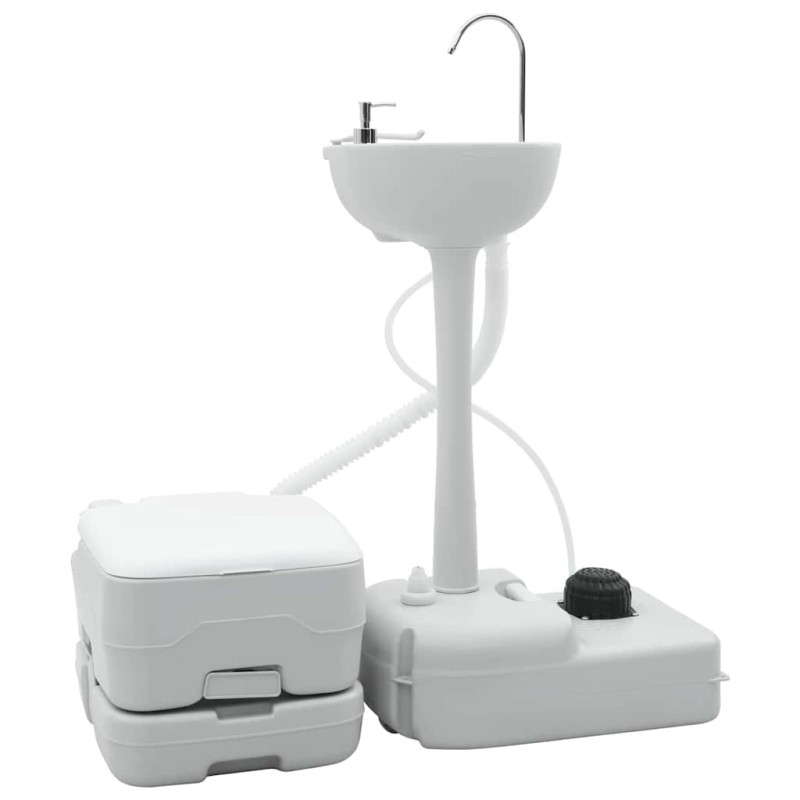 Kit de Toilettes de Camping 2 pcs Gris et blanc 524073524073