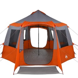 Tente de cabane 12 personnes Gris et orange 405 x 405 x 273 cm 524092524092