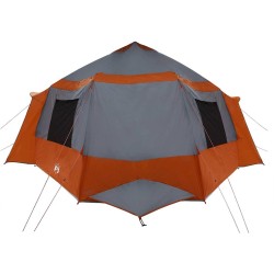 Tente de cabane 12 personnes Gris et orange 405 x 405 x 273 cm 524092524092