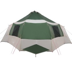 Tente de cabane 12 personnes Vert et blanc 405 x 405 x 273 cm 524095524095