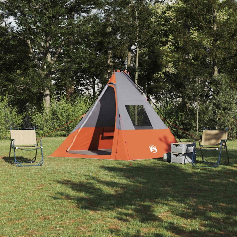 Tente Tipi avec toit Gris et orange 383 x 338 x 217 cm taffetas 524166524166