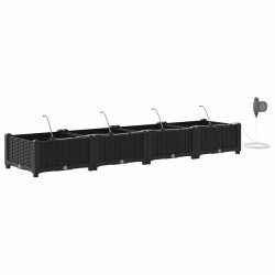 Cache-pot de jardin 4 pcs Noir Plastique 524171524171