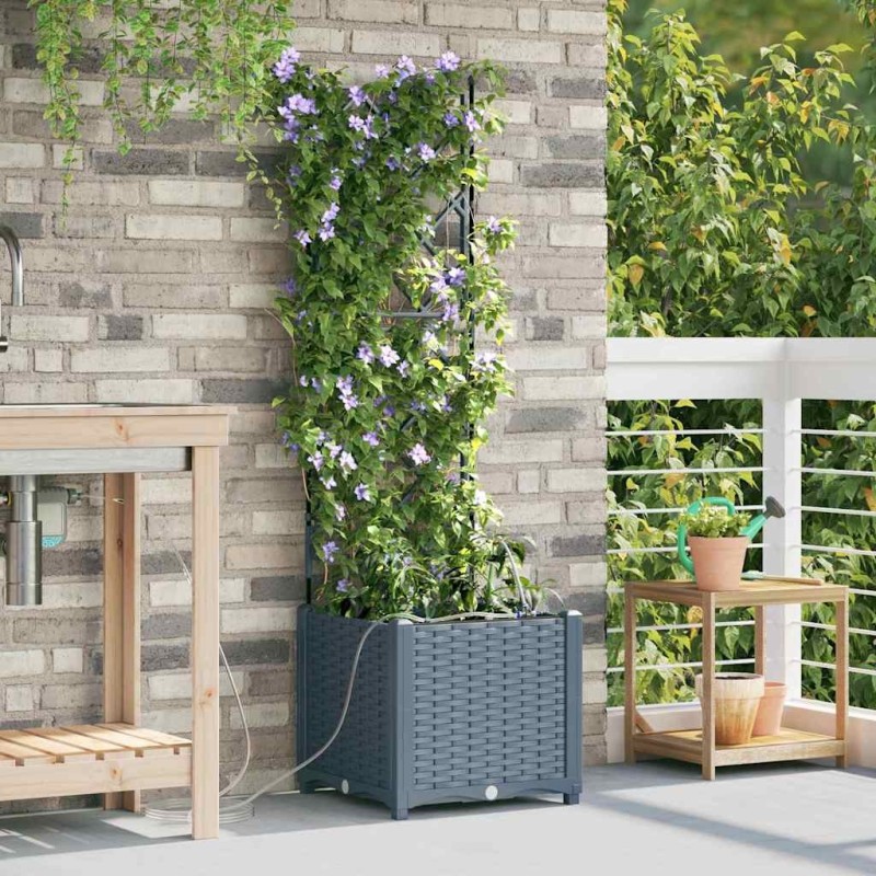 Cache-pot de jardin 2 pcs Gris Clair Plastique 524184524184