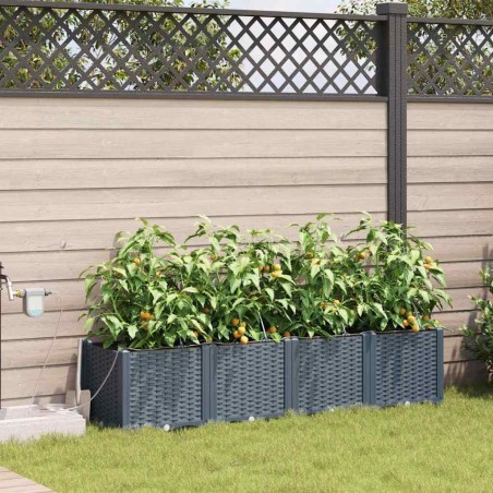 Cache-pot de jardin 4 pcs Gris Clair Plastique 524186524186