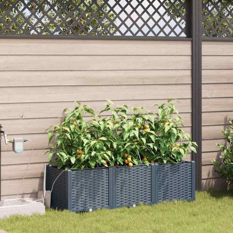 Cache-pot de jardin 3 pcs Gris Clair Plastique 524187524187