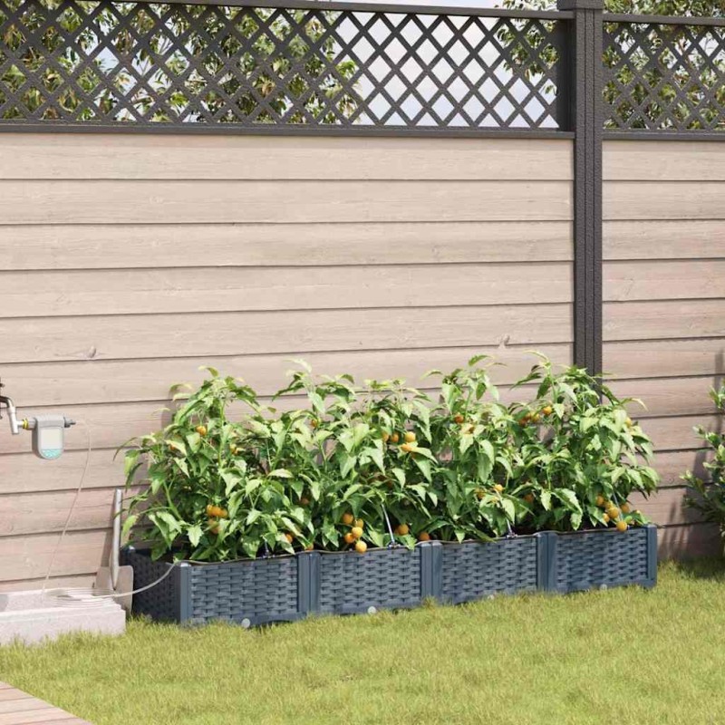Cache-pot de jardin 4 pcs Gris Clair Plastique 524189524189